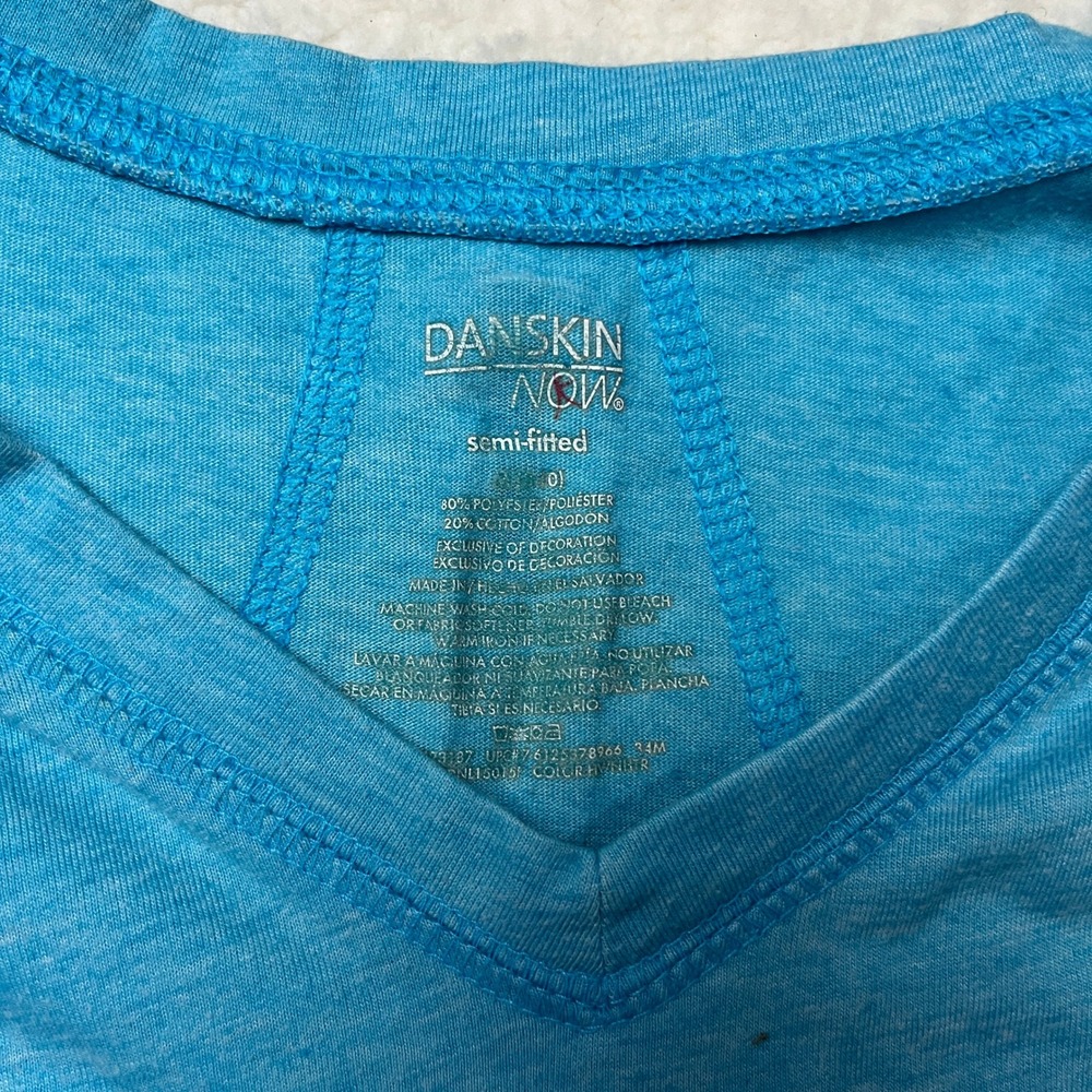 Danskin Now T-Shirt Womens M Blue Purple 2 Pack Semi-Fitted Ruched Active Tops - Picture 4 of 13